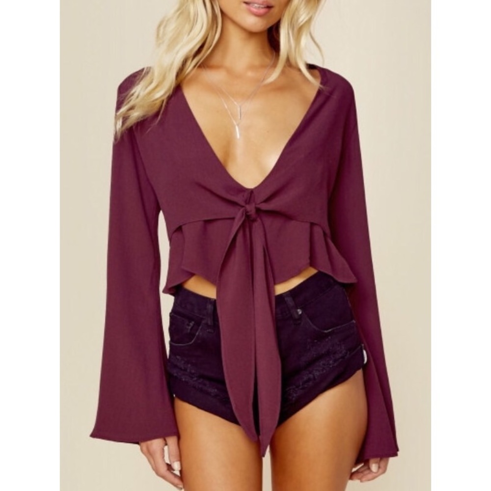 FLYNN SKYE LONDON TOP - Mulberry with lace